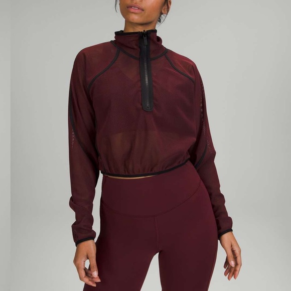 VINTAGE LULULEMON reversible mesh 1/2 zip in merlot (size 6) - Picture 1 of 4